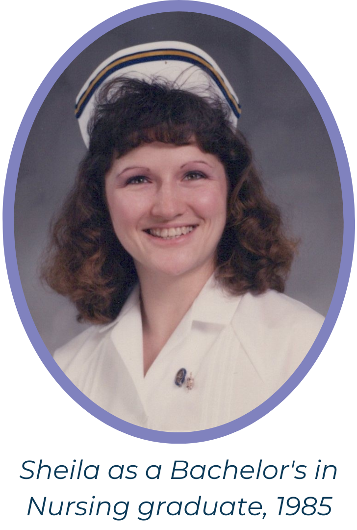 Sheila as a Bachelor's in Nursing graduate, 1985