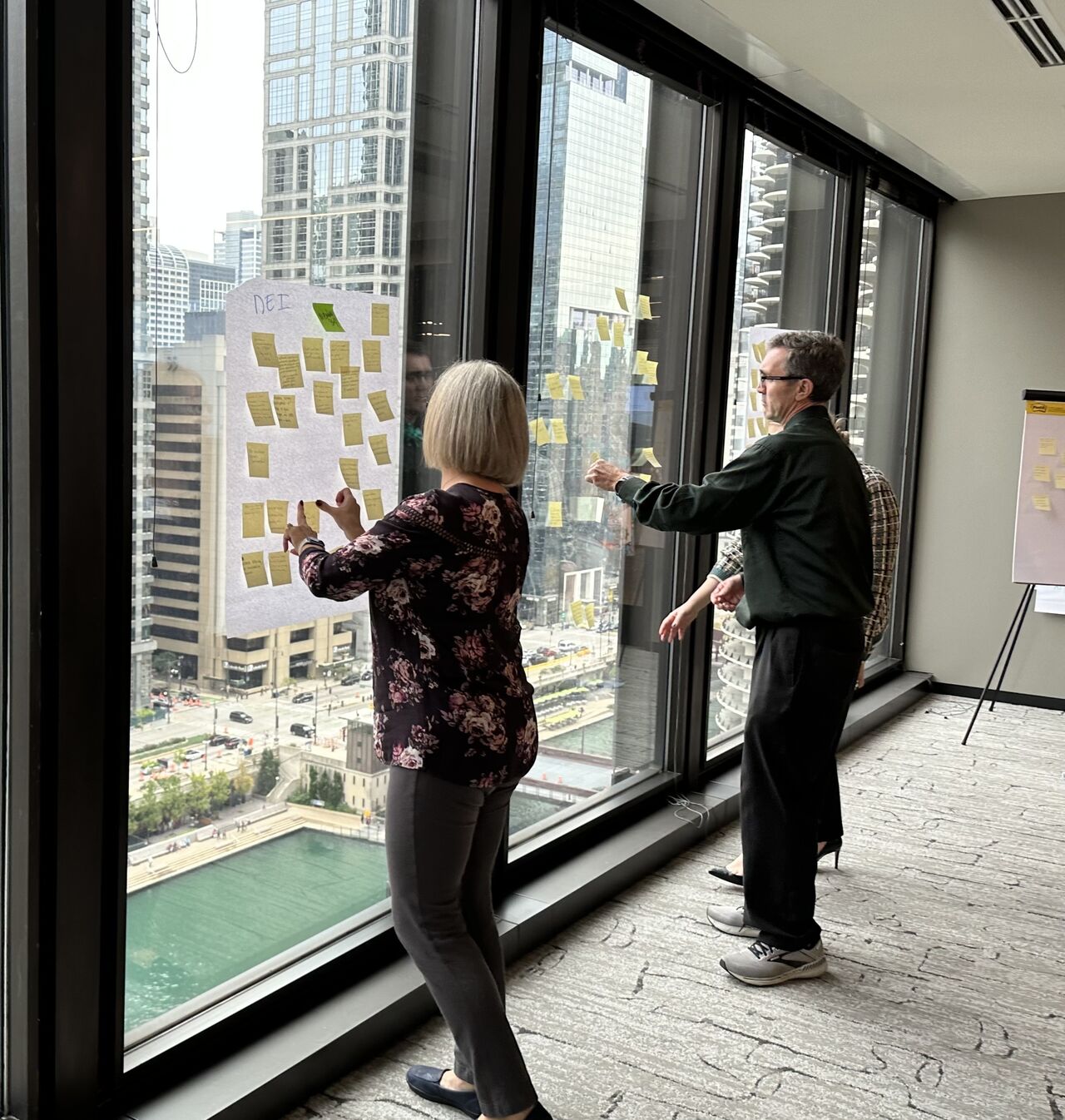 Sheila and Dale doing a strategic planning activity.